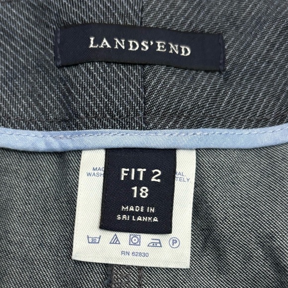 Lands End Fit 2 Pinstriped Trousers Navy Blue Pockets Dress Pants Size 18 NWOT - Picture 4 of 11